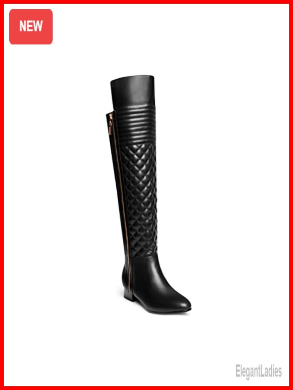 Miller Over the Knee Boots Quilt Front Stretch Rear Chunky Heel